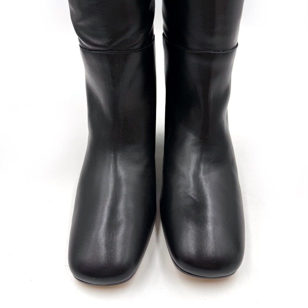 STAUD Black Leather Over-the-Knee Block Heel Boots - Picture 7 of 12